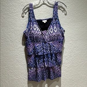 Avenue Blue Tiered Wrap Tank Top